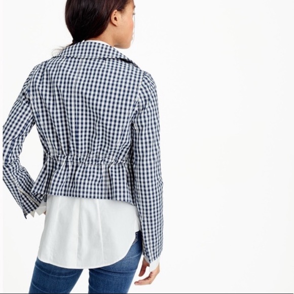 J. Crew Motorcycle jacket in gingham - Picture 2 of 11